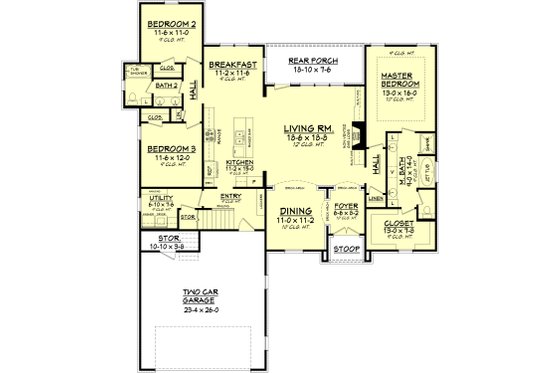 Floor Plan - Main Floor for European House Plan #430-101 - 3 bed, 2 bath