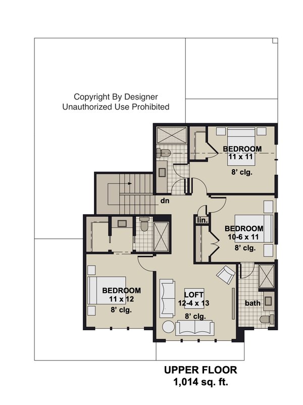 Home Plan - Floor Plan - Upper Floor for Farmhouse House Plan #51-1554 - 4 bed, 4.5 bath