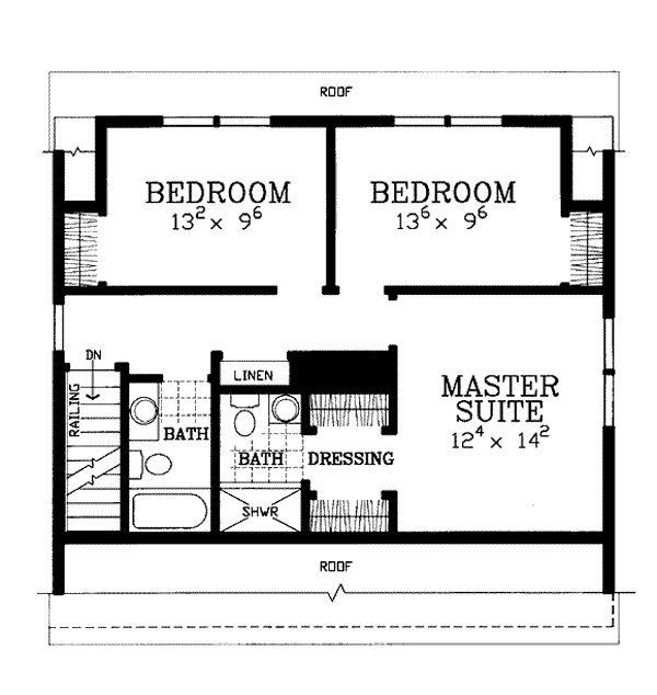 Colonial Floor Plan - Upper Floor Plan #72-114