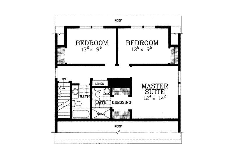 Home Plan - Floor Plan - Upper Floor for Colonial House Plan #72-114 - 3 bed, 2.5 bath