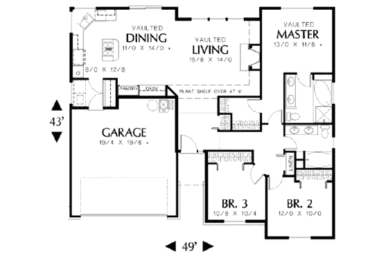 Floor Plan - Main Floor for Traditional House Plan #48-122 - 3 bed, 2 bath