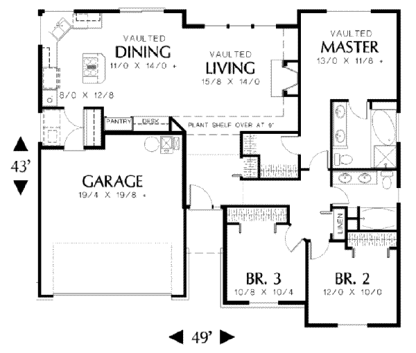 Architectural House Design - Traditional Floor Plan - Main Floor Plan #48-122