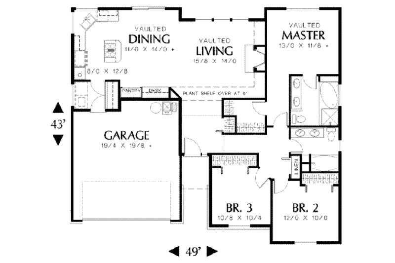 Home Plan - Floor Plan - Main Floor for Traditional House Plan #48-122 - 3 bed, 2 bath