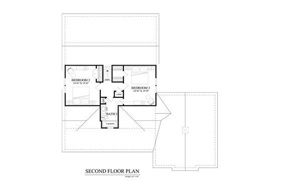 Floor Plan - Upper Floor for Farmhouse House Plan #137-273 - 3 bed, 2 bath