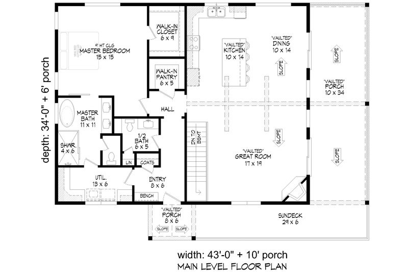 Dream House Plan - Floor Plan - Main Floor for Country House Plan #932-1270 - 4 bed, 2.5 bath