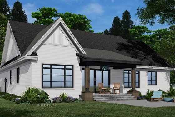 Exterior - Rear Elevation for Farmhouse House Plan #51-1228 - 3 bed, 2 bath