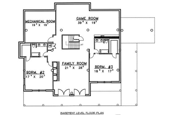 Floor Plan - Lower Floor for Log House Plan #117-506 - 4 bed, 4 bath