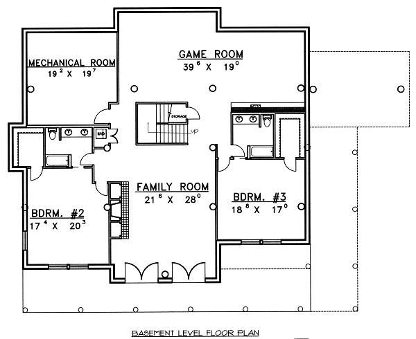 Log Floor Plan - Lower Floor Plan #117-506