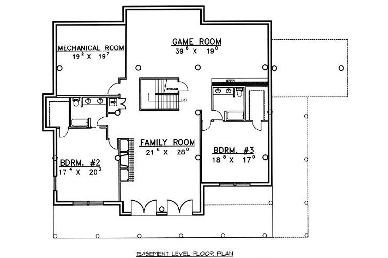 Home Plan - Floor Plan - Lower Floor for Log House Plan #117-506 - 4 bed, 4 bath