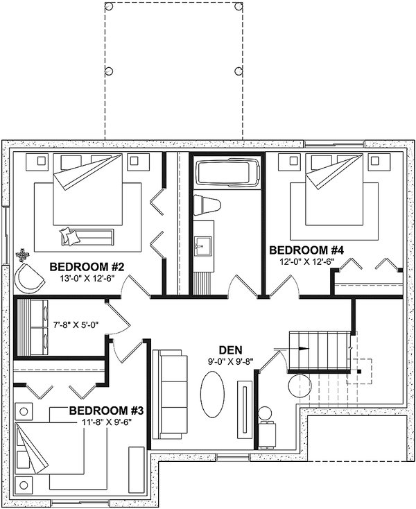 Bungalow Floor Plan - Lower Floor Plan #23-2814