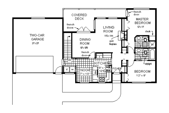 Floor Plan - Main Floor for Ranch House Plan #18-126 - 2 bed, 2 bath