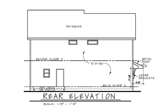 Exterior - Rear Elevation for Traditional House Plan #20-2327 - 4 bed, 3.5 bath
