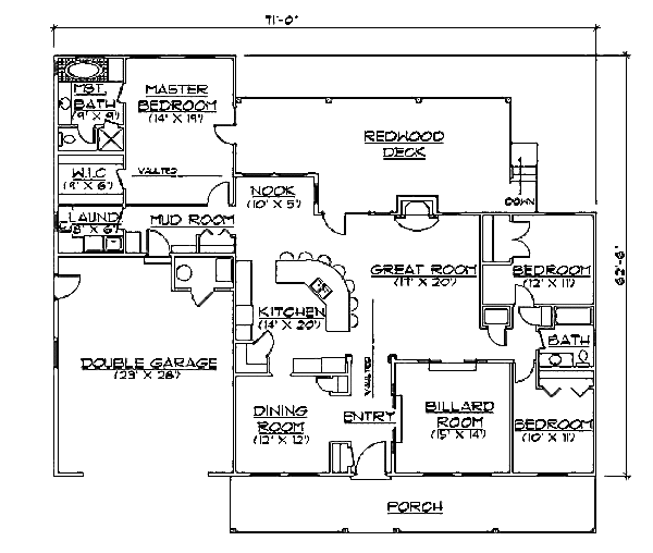 Architectural House Design - Ranch Floor Plan - Main Floor Plan #5-140