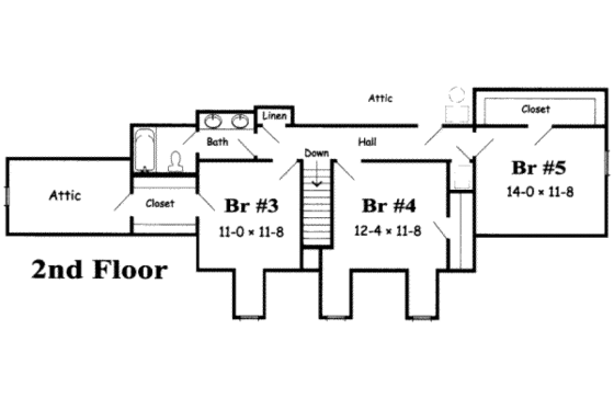 Floor Plan - Upper Floor for Country House Plan #329-102 - 5 bed, 3 bath