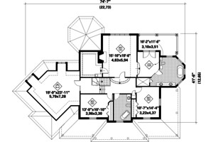 Floor Plan - Upper Floor for European House Plan #25-4793 - 3 bed, 2 bath