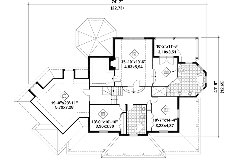 Home Plan - Floor Plan - Upper Floor for European House Plan #25-4793 - 3 bed, 2 bath