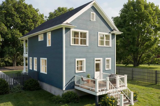 Exterior - Rear Elevation for Southern House Plan #79-199 - 3 bed, 2.5 bath