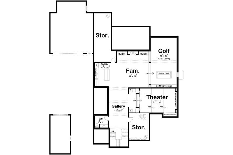 House Blueprint - Floor Plan - Lower Floor for European House Plan #455-624 - 5 bed, 5.5 bath