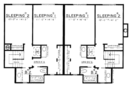 Floor Plan - Upper Floor House Plan #303-150 - 2 bed, 1.5 bath
