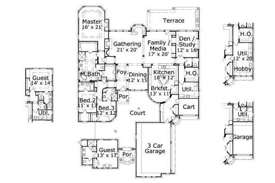 Floor Plan - Main Floor for European House Plan #411-825 - 4 bed, 4.5 bath