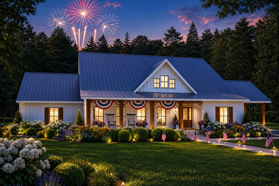 Exterior - Front Elevation 4 for Farmhouse House Plan #44-310 - 3 bed, 2 bath