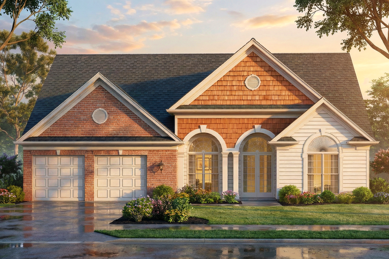 House Plan Design - Exterior - Front Elevation 3 for European House Plan #119-262 - 3 bed, 2 bath