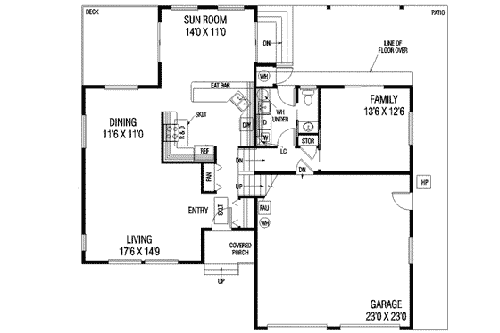 Floor Plan - Main Floor for Traditional House Plan #60-473 - 3 bed, 2.5 bath