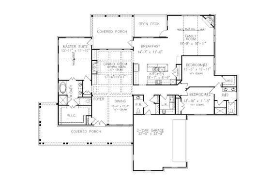 Floor Plan - Main Floor for Farmhouse House Plan #54-575 - 3 bed, 2.5 bath