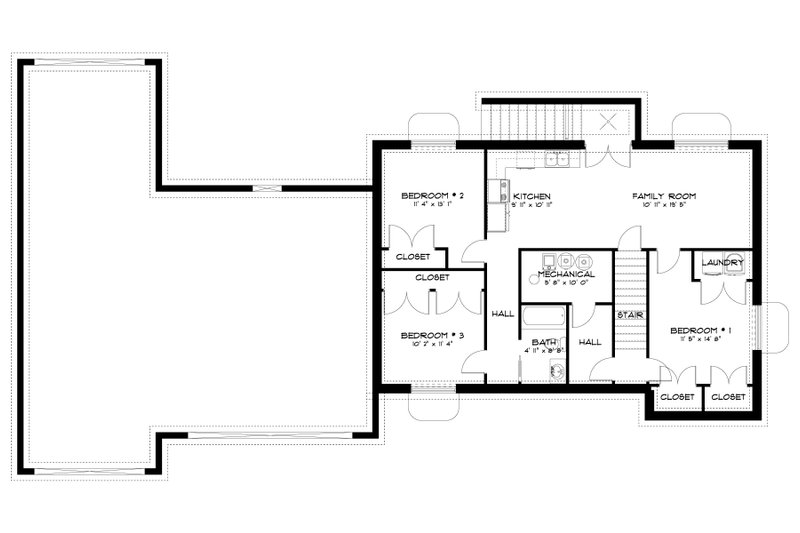 Dream House Plan - Floor Plan - Lower Floor for Farmhouse House Plan #1060-207 - 5 bed, 3 bath