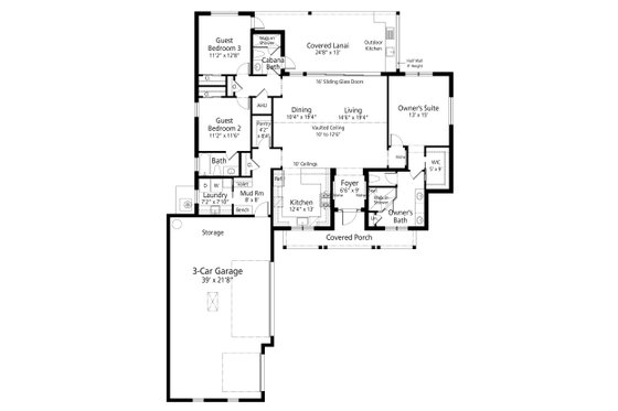 Floor Plan - Main Floor for Farmhouse House Plan #938-113 - 3 bed, 3 bath