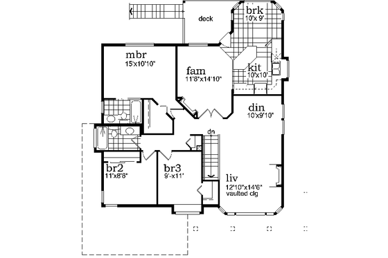 Floor Plan - Upper Floor for Traditional House Plan #47-599 - 3 bed, 2 bath