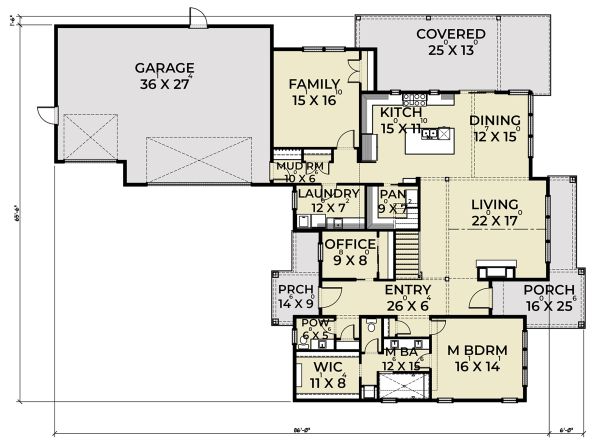 Architectural House Design - Farmhouse Floor Plan - Main Floor Plan #1070-41