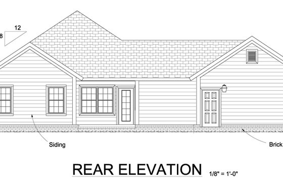 Exterior - Rear Elevation for Traditional House Plan #513-2070 - 4 bed, 2 bath