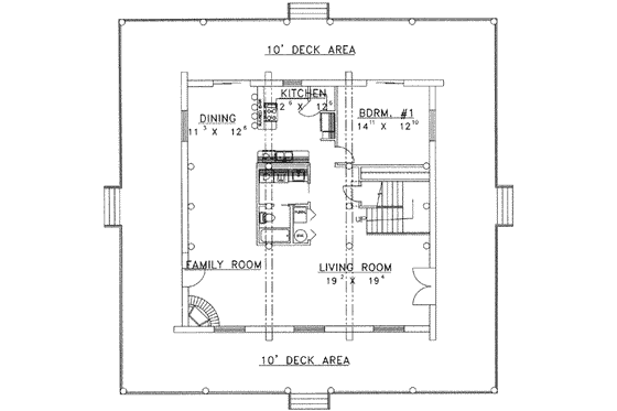 Floor Plan - Main Floor for Log House Plan #117-417 - 1 bed, 2 bath