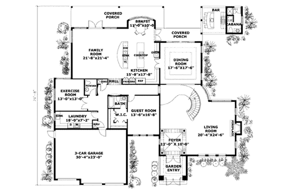 Floor Plan - Main Floor for Mediterranean House Plan #420-166 - 4 bed, 5.5 bath