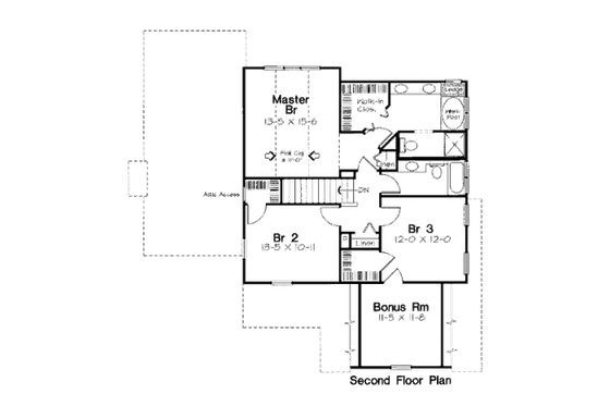 Floor Plan - Upper Floor for Country House Plan #312-610 - 3 bed, 2.5 bath