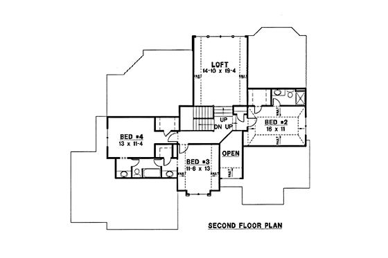 Floor Plan - Upper Floor for European House Plan #67-190 - 4 bed, 4 bath