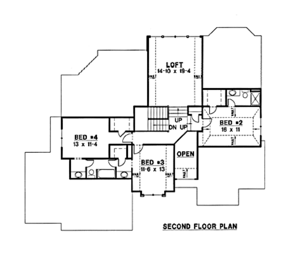 European Floor Plan - Upper Floor Plan #67-190