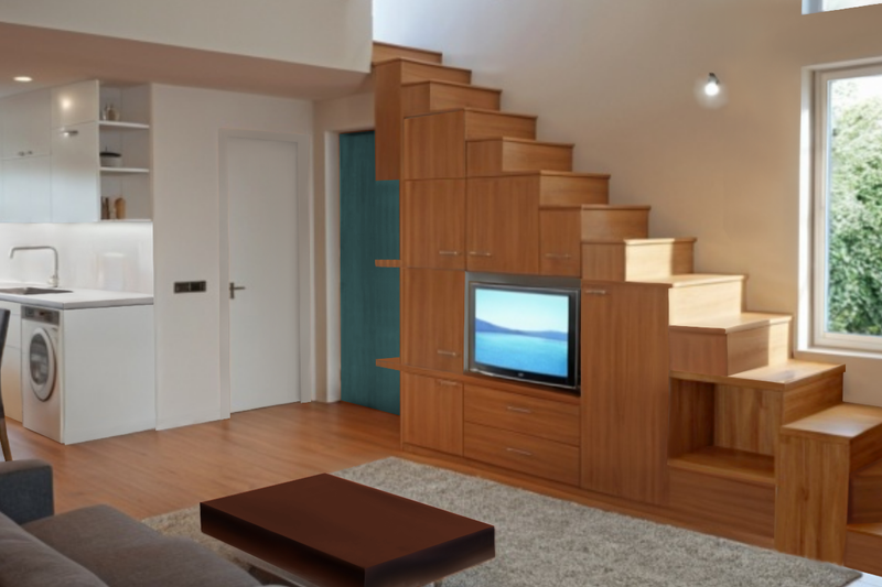 House Blueprint - Interior - Family Room 1 for Contemporary House Plan #542-24 - 1 bed, 1 bath