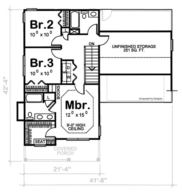 Traditional Floor Plan - Upper Floor Plan #20-2030