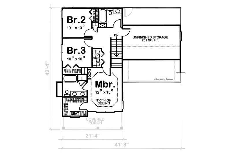 Dream House Plan - Floor Plan - Upper Floor for Traditional House Plan #20-2030 - 3 bed, 2.5 bath