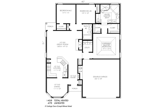 Floor Plan - Main Floor for Traditional House Plan #424-167 - 3 bed, 2 bath