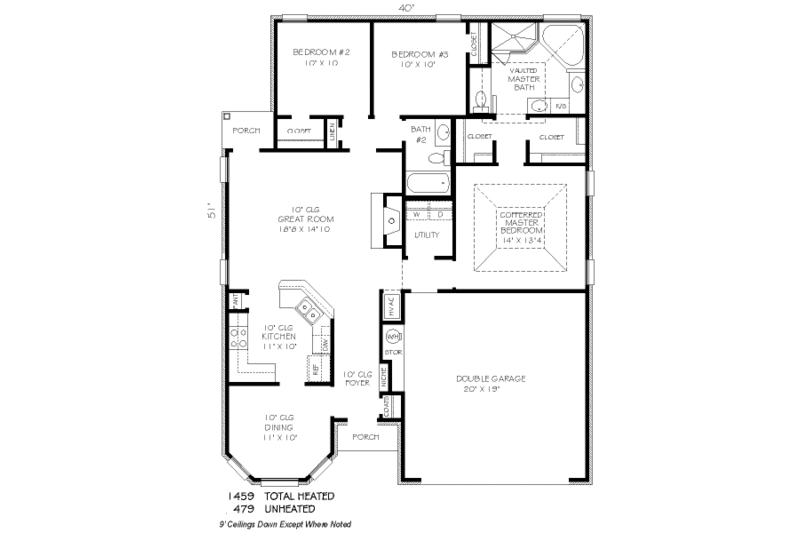 Traditional Style House Plan - 3 Beds 2 Baths 1459 Sq/Ft Plan #424-167 ...