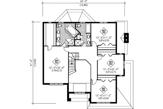 Floor Plan - Upper Floor for Contemporary House Plan #25-2113 - 4 bed, 2.5 bath