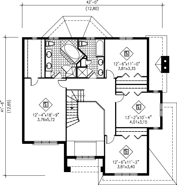 Contemporary Floor Plan - Upper Floor Plan #25-2113