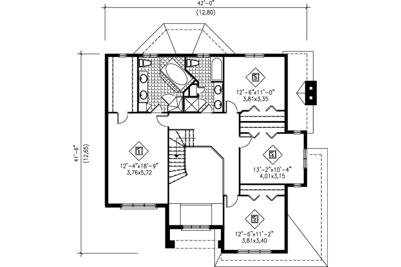 Dream House Plan - Floor Plan - Upper Floor for Contemporary House Plan #25-2113 - 4 bed, 2.5 bath