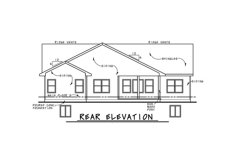 Architectural House Design - Exterior - Rear Elevation 1 for Craftsman House Plan #20-2412 - 3 bed, 2.5 bath