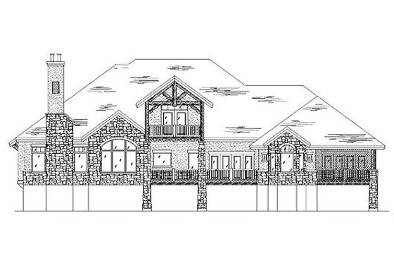 Exterior - Rear Elevation for European House Plan #5-401 - 4 bed, 3.5 bath