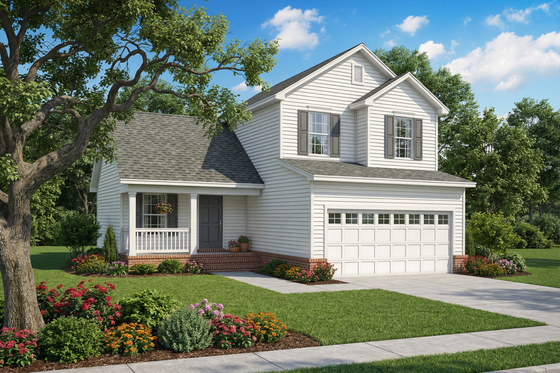 Exterior - Front Elevation for Traditional House Plan #17-2095 - 3 bed, 2 bath