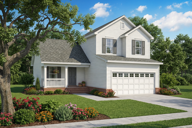 Exterior - Front Elevation 2 for Traditional House Plan #17-2095 - 3 bed, 2 bath